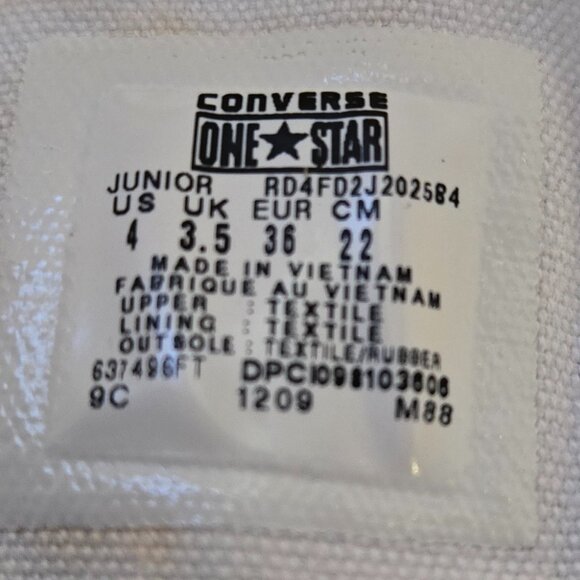 CONVERSE JUNIOR ONE STAR CALF HIGH LACE UP SNEAKERS - Picture 10 of 10